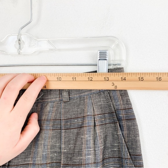 VTG Giorgio Sant’ Angelo Linen Blend Plaid High Waisted Trousers Sz 10 - Picture 8 of 8